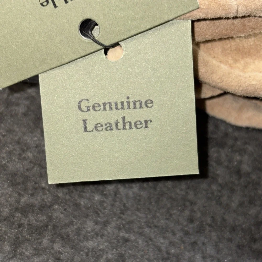 Goodfellow Men's S/M Genuine Suede Leather Beige Tan Tech Touch Lined Mittens